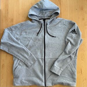 Adidas XXL Light Gray Full-Zip Hoodie